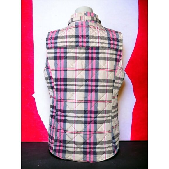 Crown & Ivy sleeveless quilted plaid mock neck zip front hip pockets vest XL - Picture 5 of 8